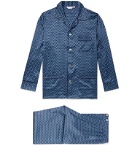 Derek Rose - Brindisi Printed Silk Pyjama Set - Blue