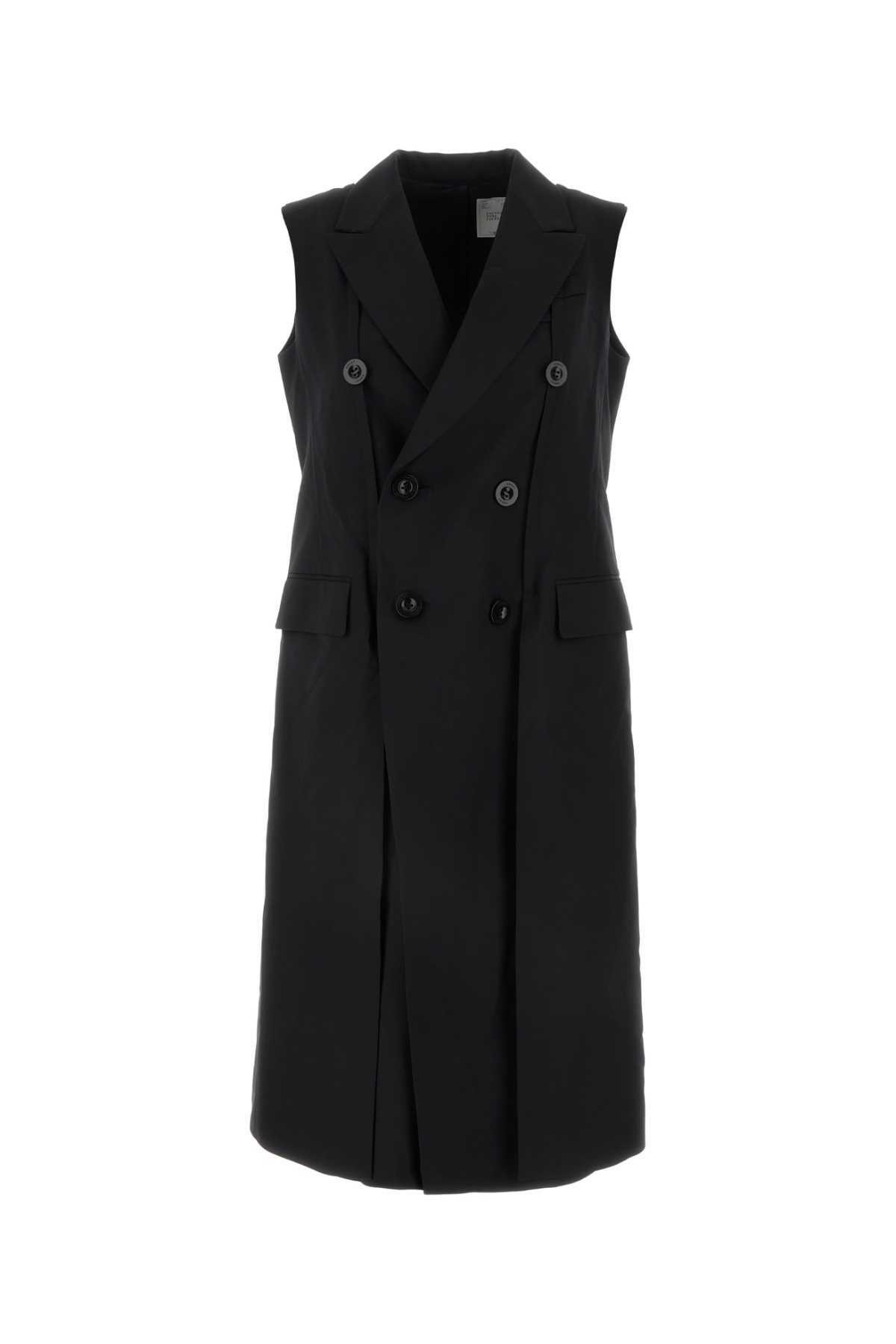 【関税&送料込】Sacai Black Polyester Blend Vest Sacai White Lace Zipper Vest Sacai