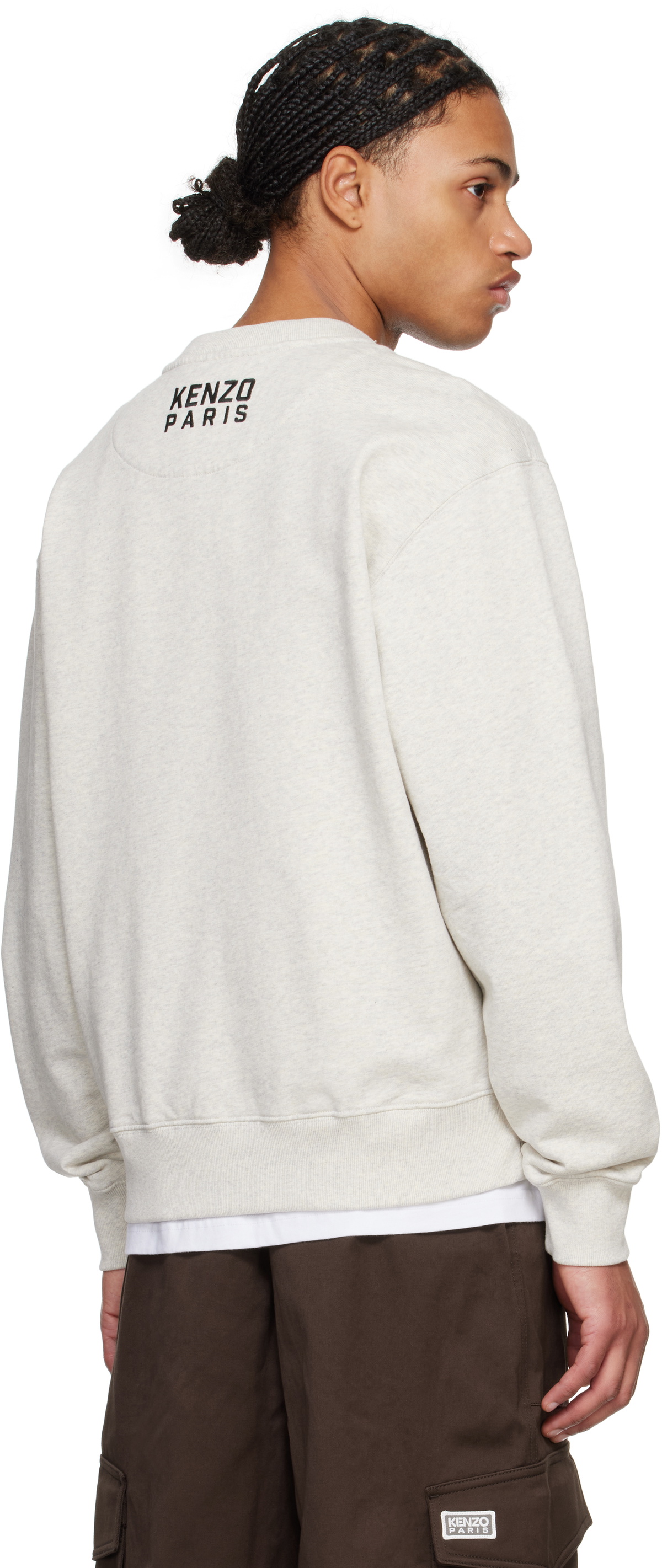 【関税&送料込】Kenzo Happy Tiger Sweatshirt Kenzo Gray Kenzo Paris Happy Tiger Embroidered Sweatshirt Kenzo