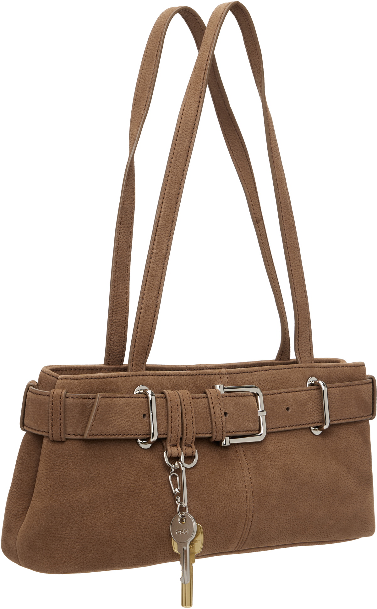 OSOI Brown Shoulder Brocle Mini Bag