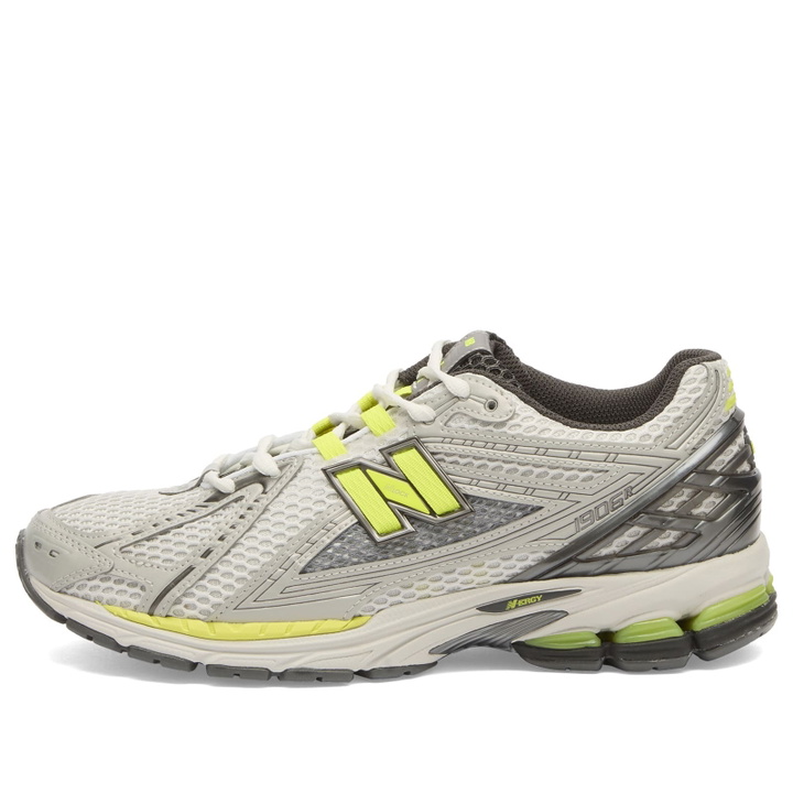Photo: New Balance 1906 Sneaker in Light Silver Metallic/Alkaline Green