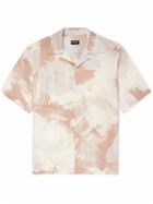 Zegna - Convertible-Collar Printed Linen and Cotton-Blend Shirt - Neutrals