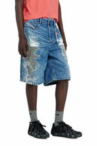 Diesel Shorts in devoré denim - Denim short pants - Unisex - Blue