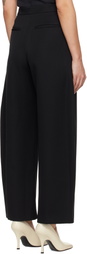 RECTO Black High-Rise Curved Legs Wool Trousers