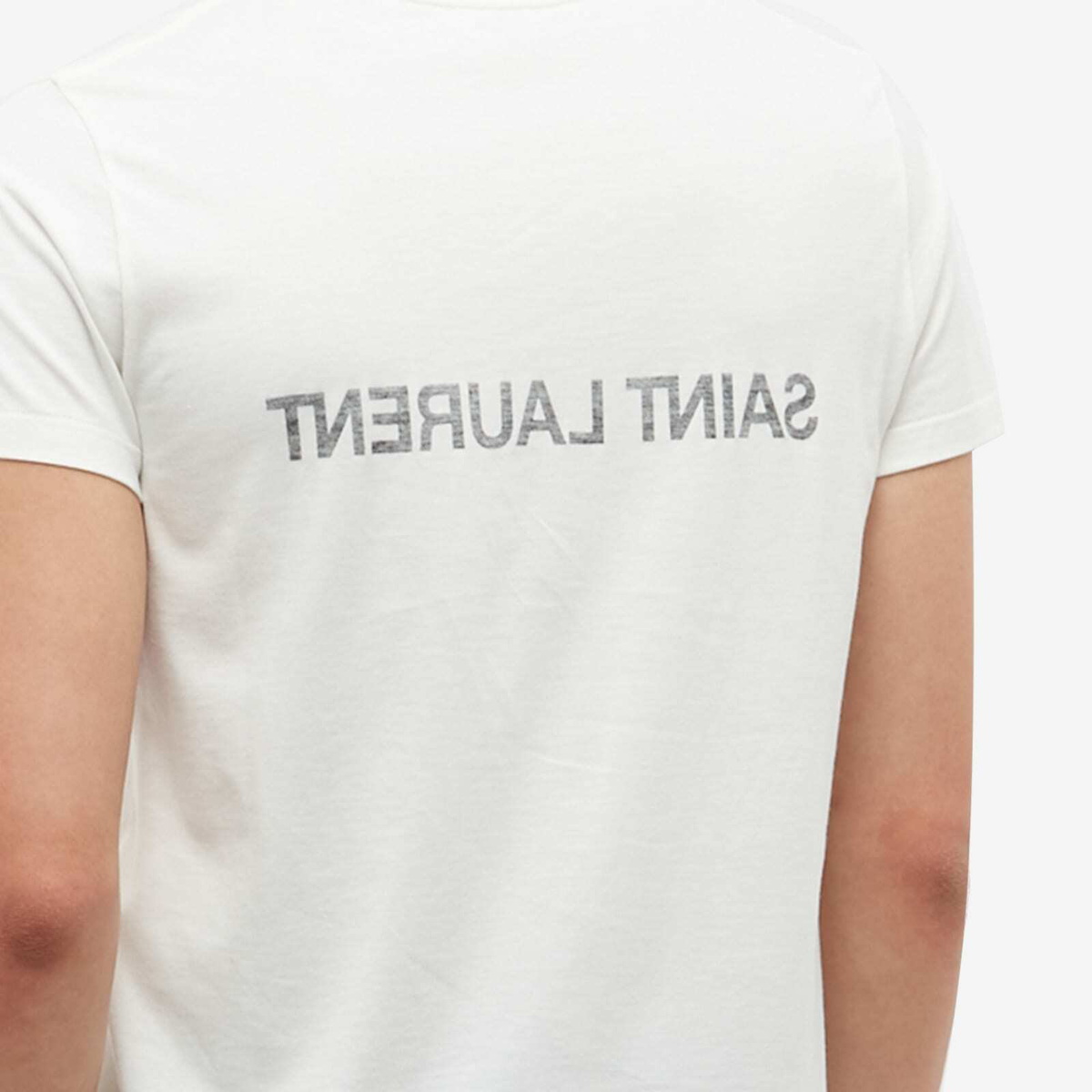 Saint Laurent Men's Reverse Logo T-Shirt in Natural Saint Laurent