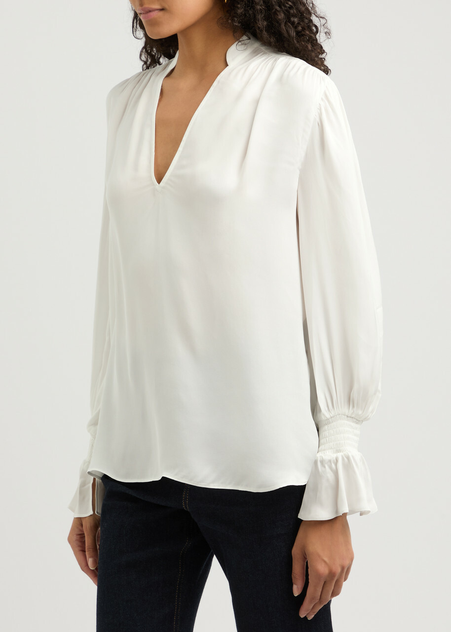 Alice + Olivia Onica Chiffon Blouse Off White