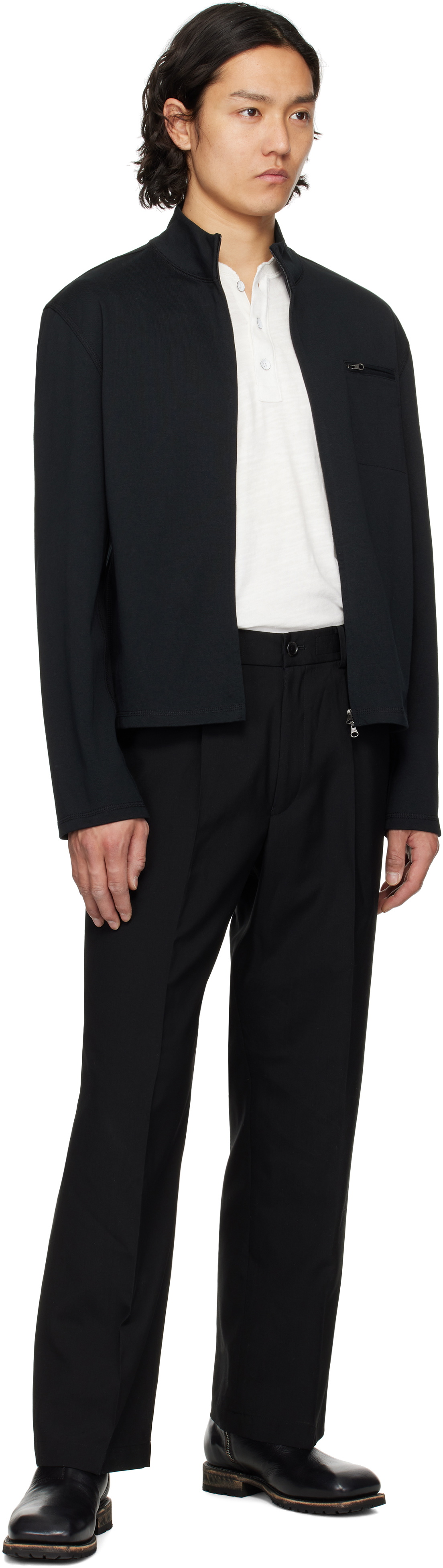 N.Hoolywood Black Wide Tapered Easy Trousers