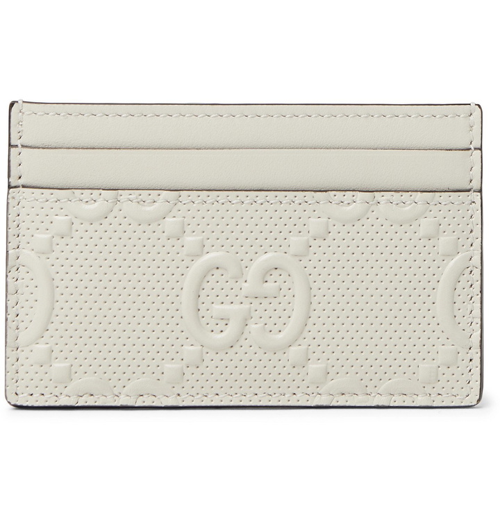 Photo: GUCCI - GG Tennis Logo-Embossed Leather Cardholder - Neutrals