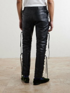 TOM FORD - Straight-Leg Full-Grain Leather Trousers - Black