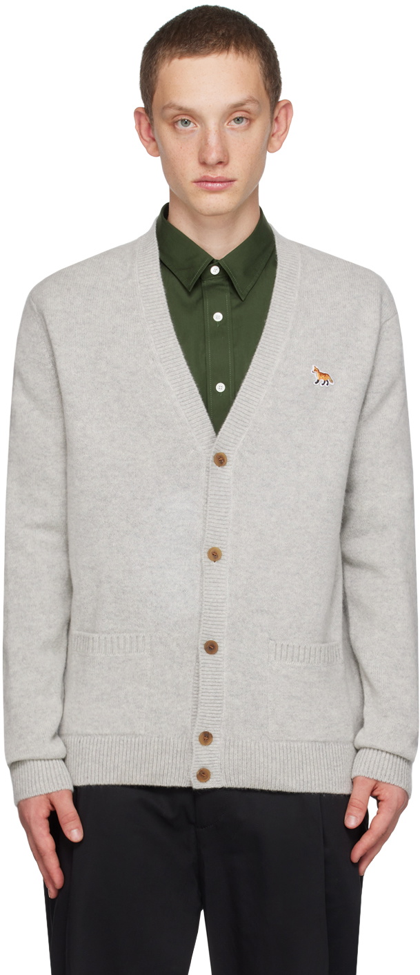 Maison Kitsuné Gray Baby Fox Cardigan Maison Kitsune