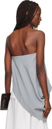 St. Agni Gray Strapless Asymm Drape Top