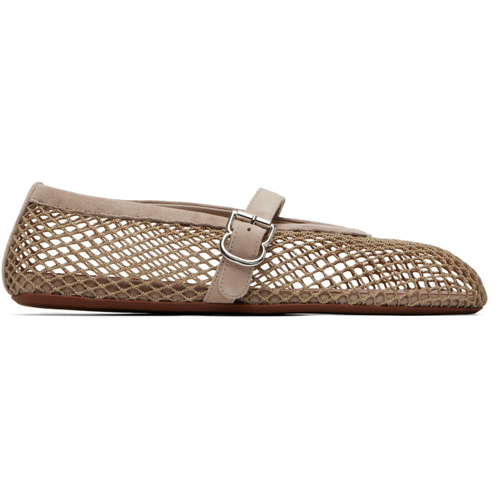 Photo: ALAÏA Gray Fishnet Suede Ballerina Flats