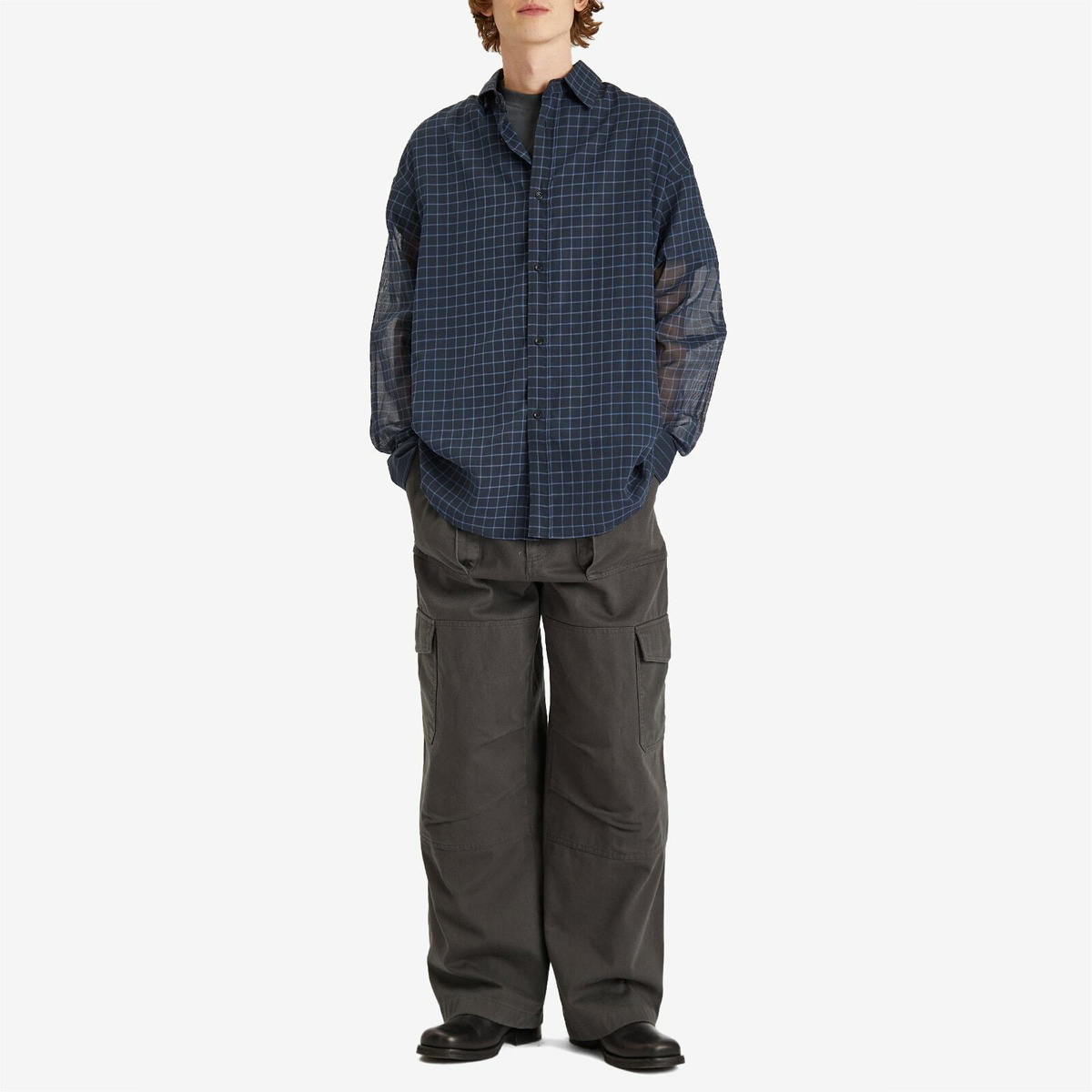 Sage Nation Men's Chisholm Cornflower Check Shirt in Navy