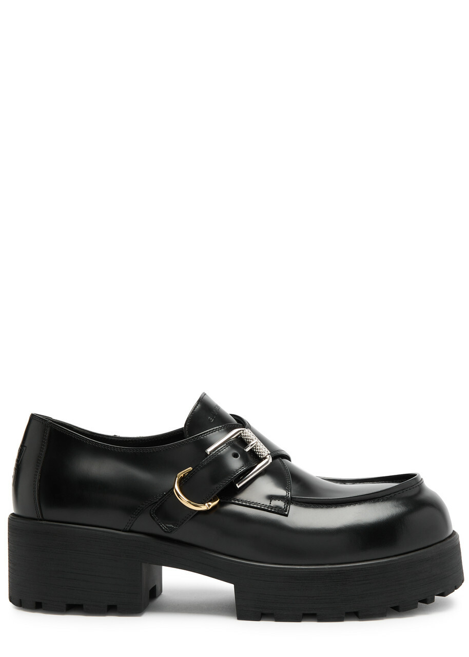 Givenchy Voyou Monk 50 Leather Loafers Black