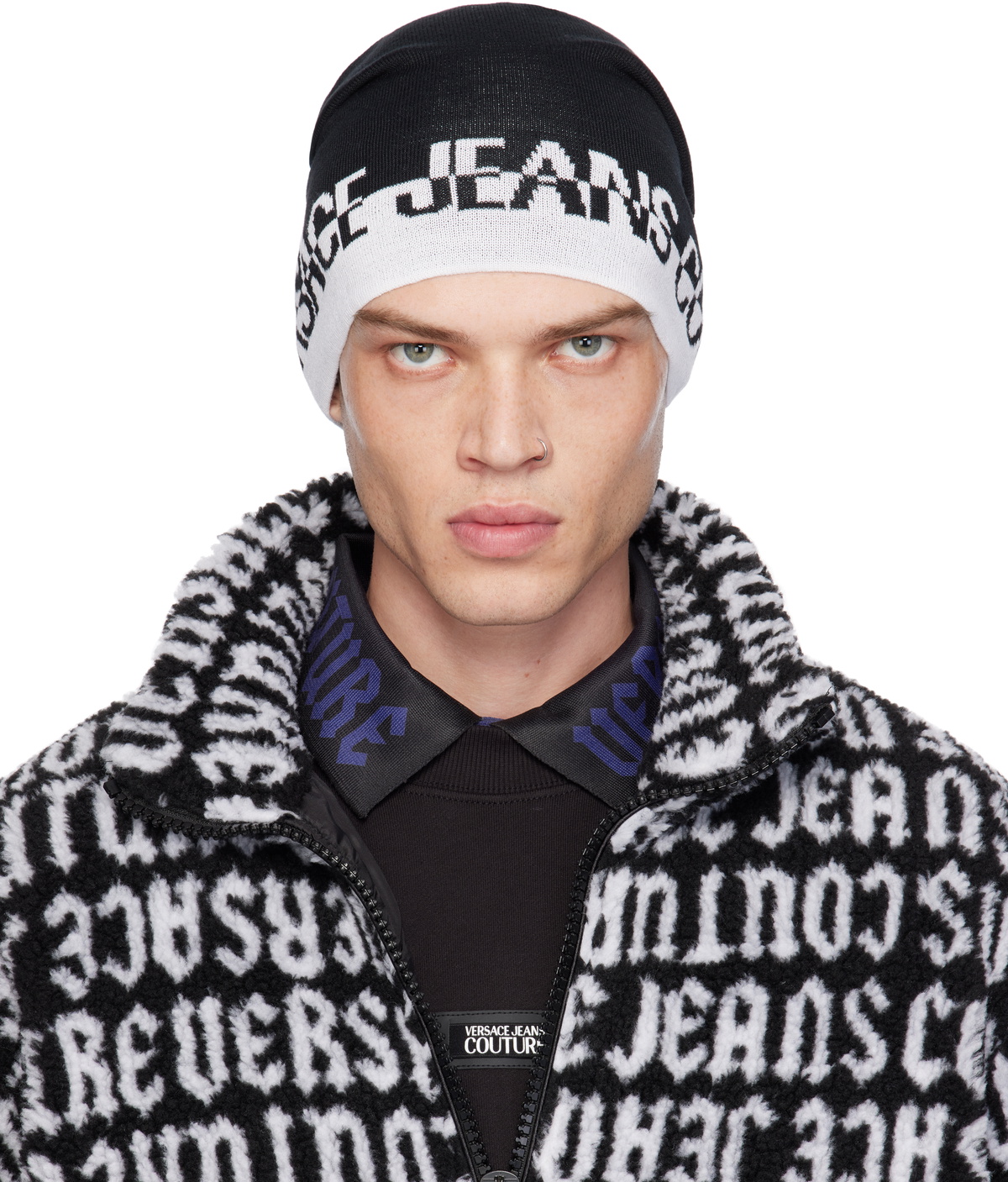 Versace Rainbow Logo Beanie Black ベルサーチ Versace Medusa Head Rainbow Logo Print T- Shirt Black sz IT