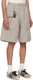 Y-3 Beige Wide Leg Cargo Shorts