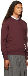 Thom Browne Burgundy 4-Bar Relaxed-Fit Sweater