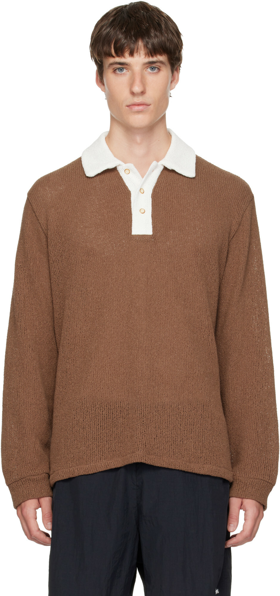 Palmes Brown Knitted Rugby Polo