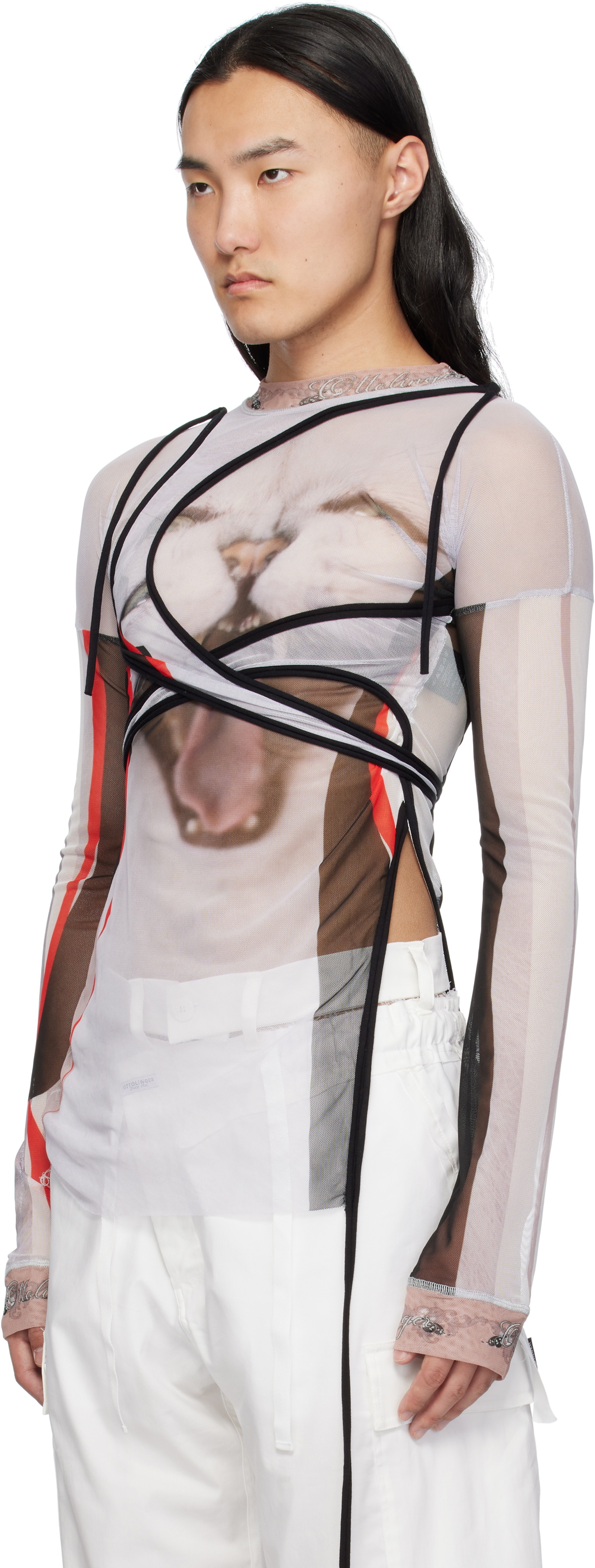 Ottolinger Multicolor Mesh Deconstructed Longsleeve T-shirt