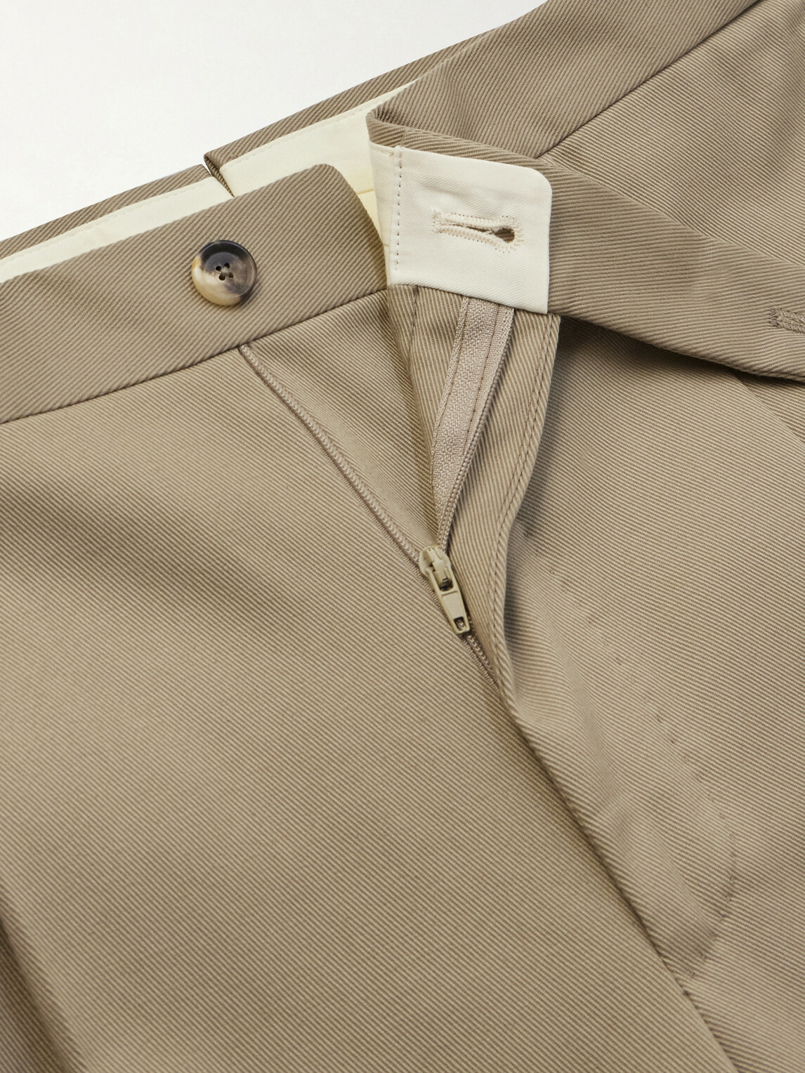 De Petrillo - Straight-Leg Cotton-Blend Twill Trousers - Neutrals