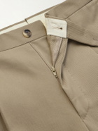 De Petrillo - Straight-Leg Cotton-Blend Twill Trousers - Neutrals
