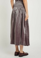 Damson Madder Layla Shirred Pearlescent Satin Midi Ksirt Purple