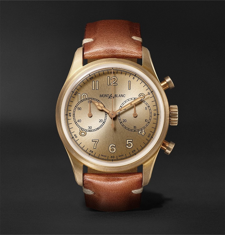 Photo: Montblanc - 1858 Automatic Chronograph 42mm Bronze and Leather Watch, Ref. No. 118223 - Brown