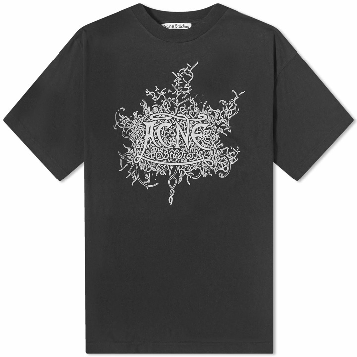 Photo: Acne Studios Men's Extorr Devil Logo T-Shirt in Faded Black