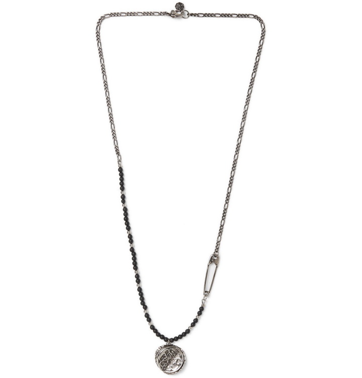 Photo: ALEXANDER MCQUEEN - Burnished Silver-Tone and Bead Pendant Necklace - Silver