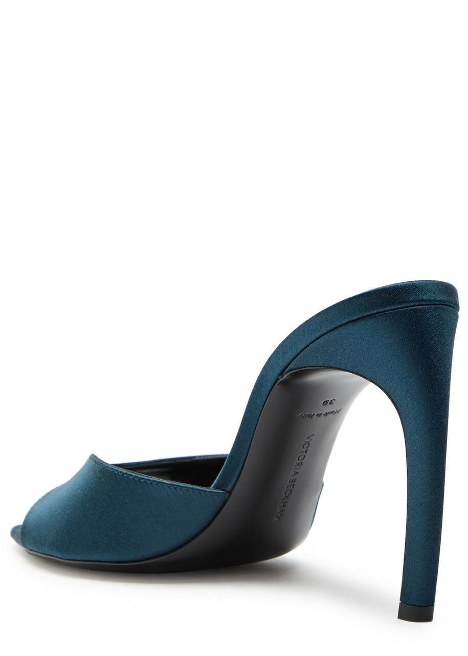 Victoria Beckham Harlow 100 Pointed Satin Mules Teal