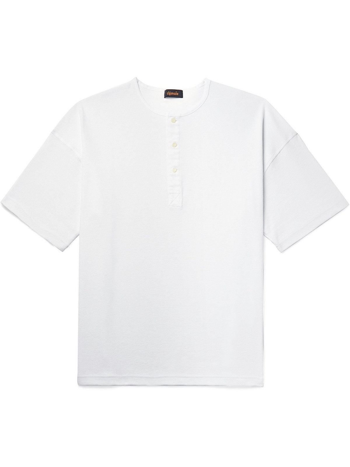 Photo: CHIMALA - Textured-Cotton Henley T-Shirt - White - XS