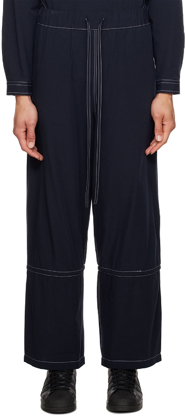 Photo: SAGE NATION Navy Contrast Stitching Trousers