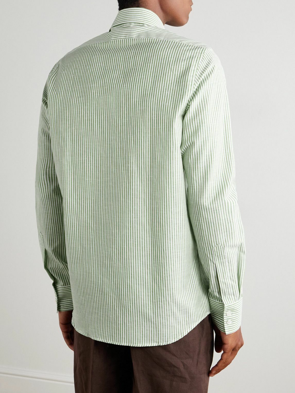 Richard James - Slim-Fit Striped Linen Shirt - Green