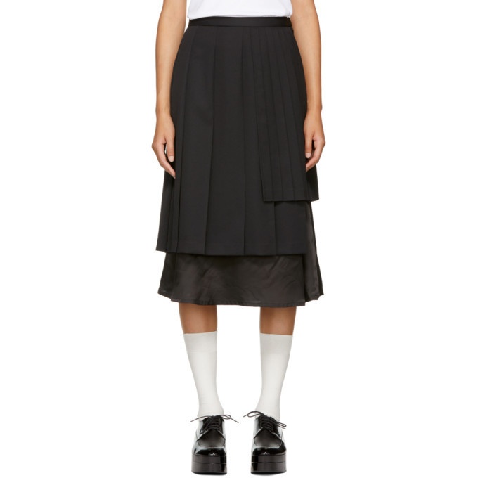 Noir Kei Ninomiya Black Alternating Pleat Skirt Noir Kei Ninomiya