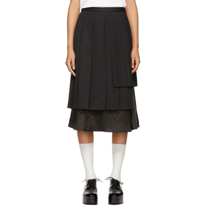 Noir Kei Ninomiya Black Alternating Pleat Skirt