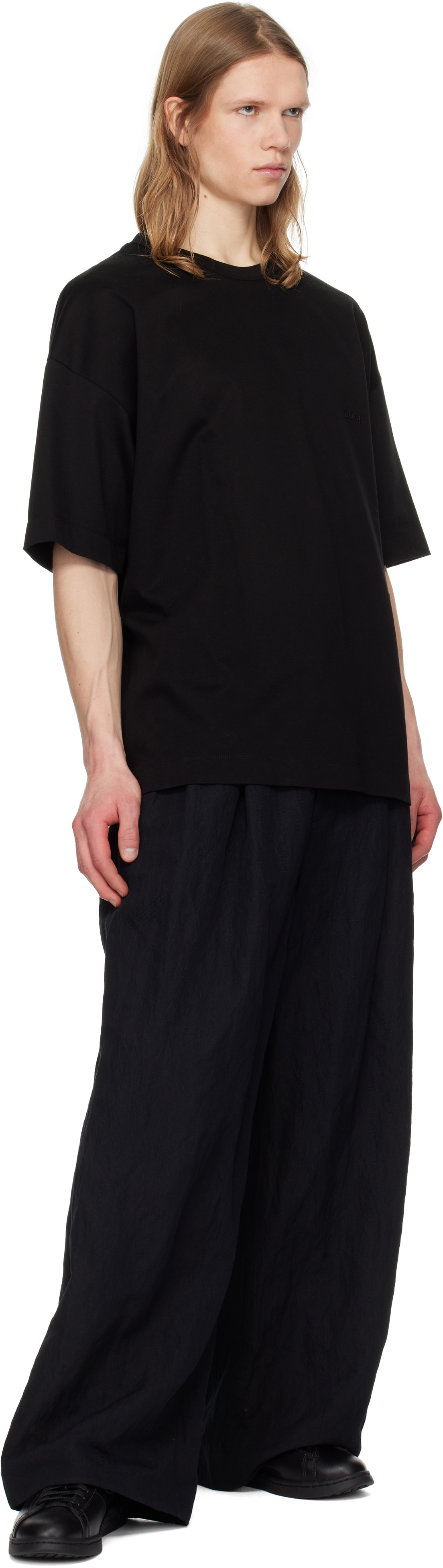 Juun.J Black 'Language' Graphic Semi-Over Fit T-shirt