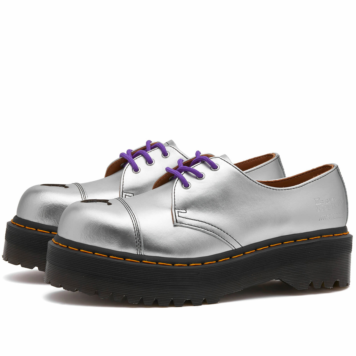 「美品」「箱付き」Dr.Martens シルバー 1461 22cm Dr. Martens Women's x MadeMe 1461 Quad in Silver Alumix Dr. Martens
