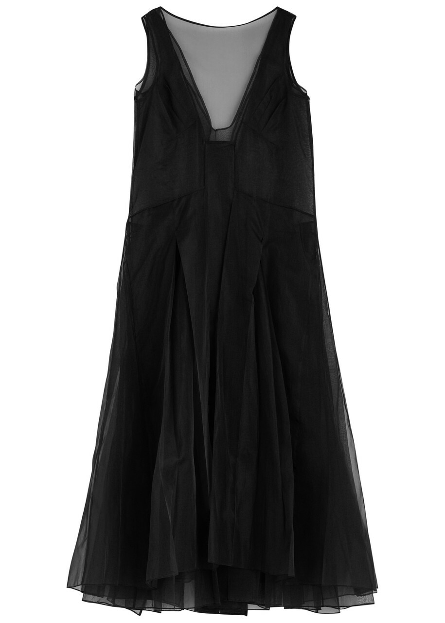 16 Arlington Morfyd Sheer Organza Midi Dress Black 6 (UK6 / XS)