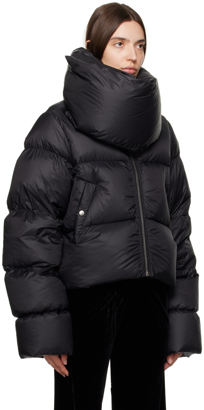 Rick Owens Black Funnel Neck Down Jacket Rick Owens