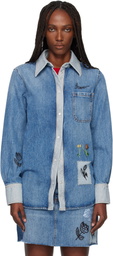 Marni Blue Embroidered Denim Shirt