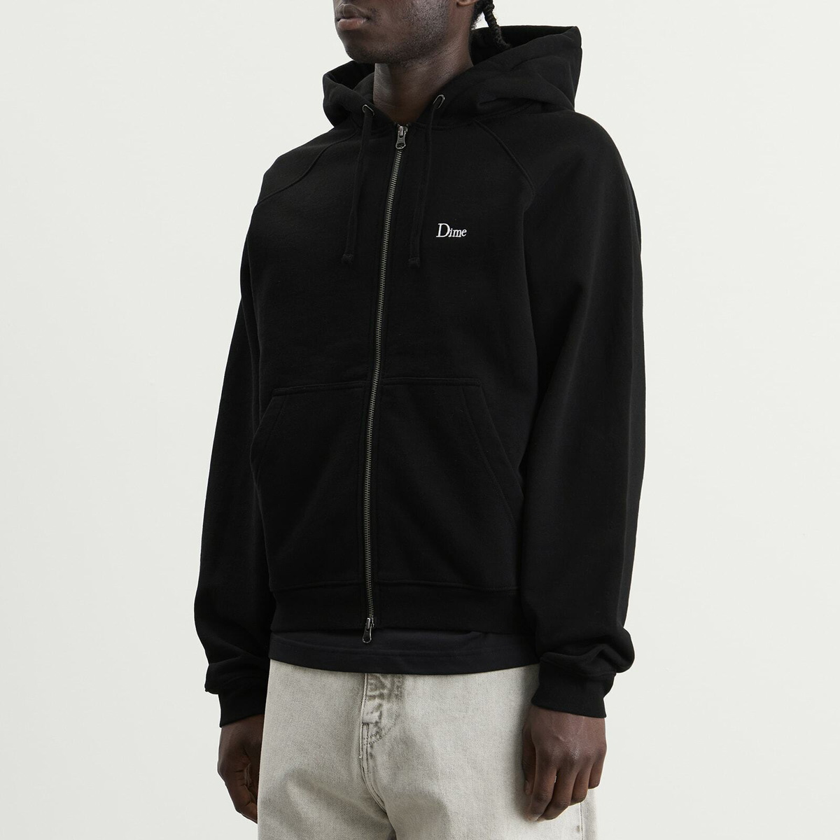 Dime Men's Classic Small Logo Zip Hoodie in Black