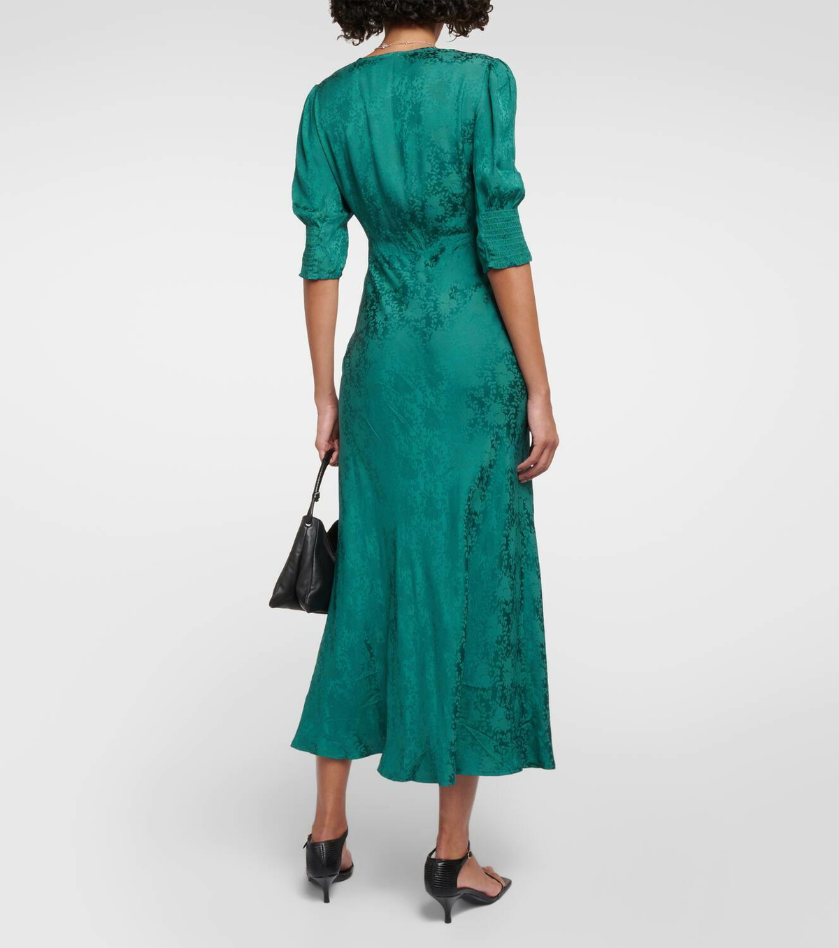 green emerald velvet dress Lucie Midi Dress in Sea Green