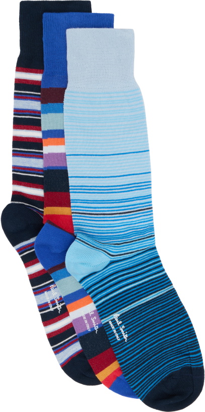 Photo: Paul Smith Three-Pack Multicolor Mixed Stripe Cracker Set Socks