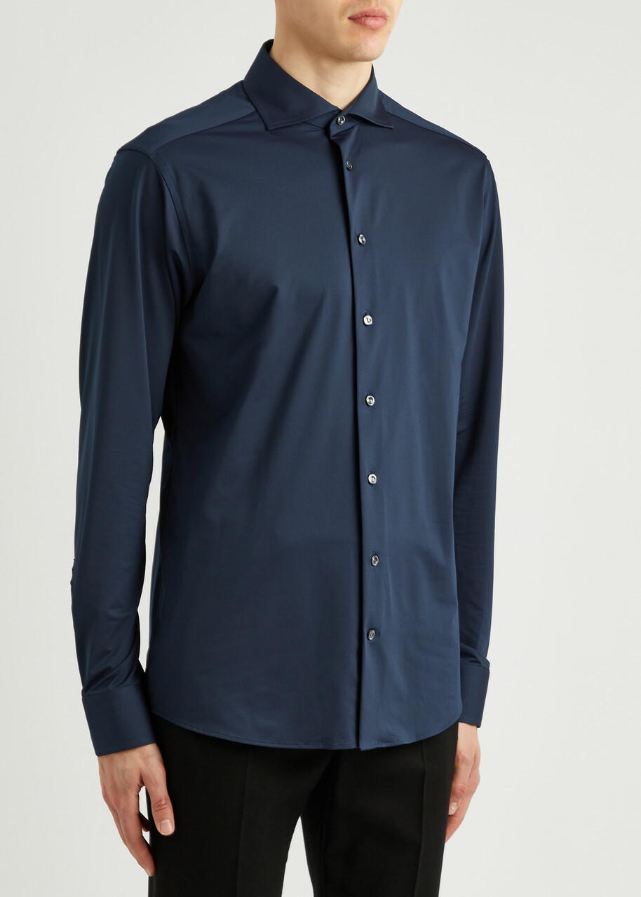 Eton Stretch-jersey Shirt Navy