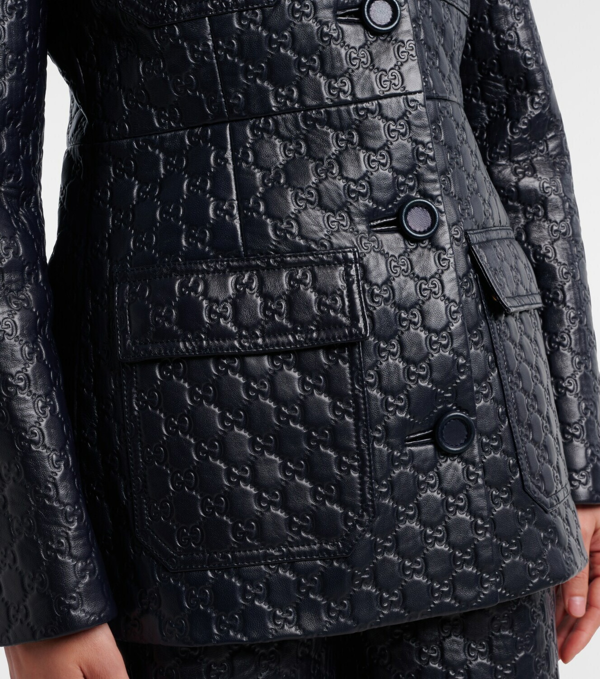 Gucci GG embossed leather jacket