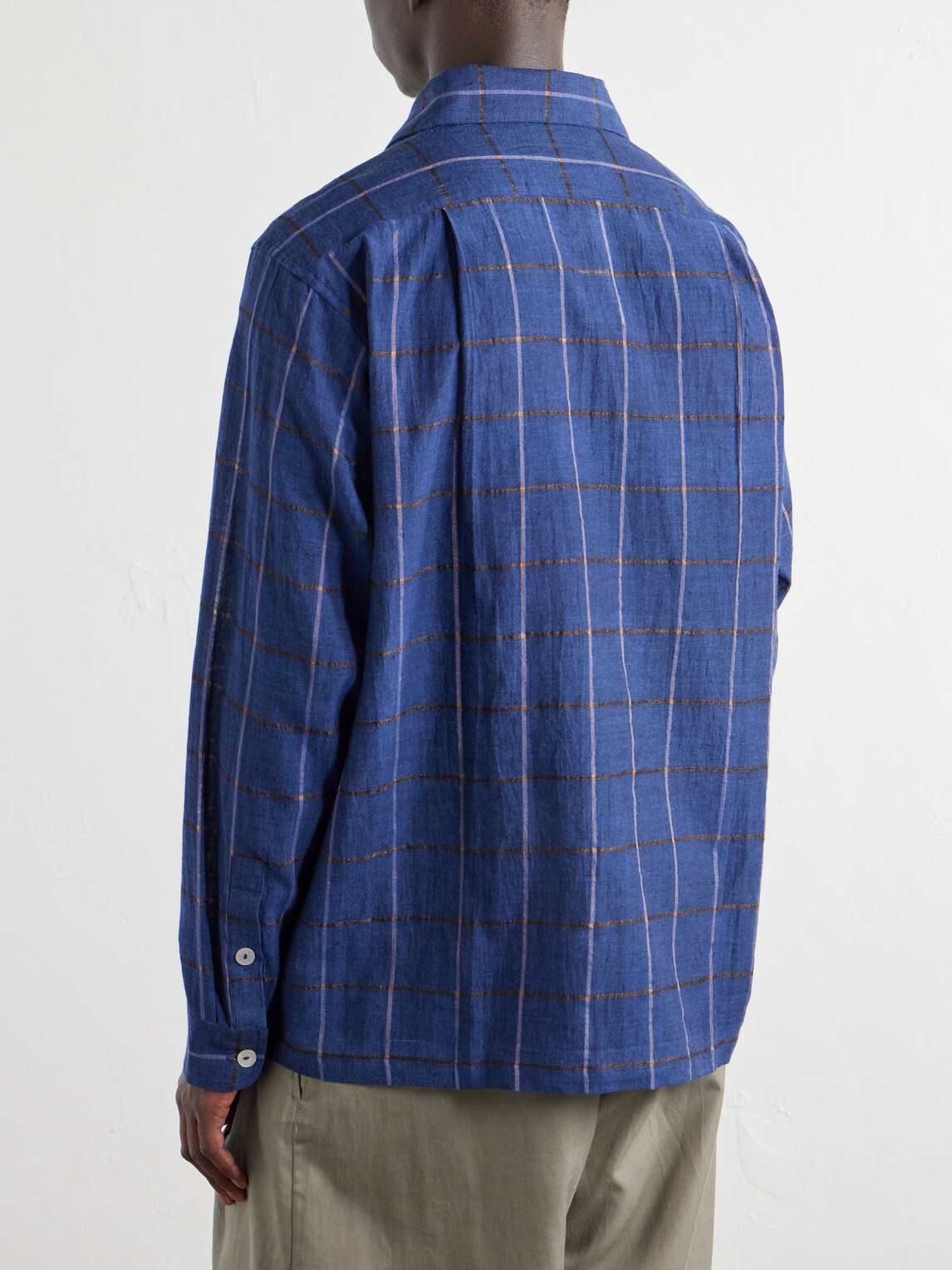 Kartik Research - Checked Cotton-Canvas Shirt - Blue