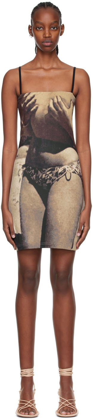 ELLISS SSENSE Exclusive Brown Recycled Polyester Mini Dress