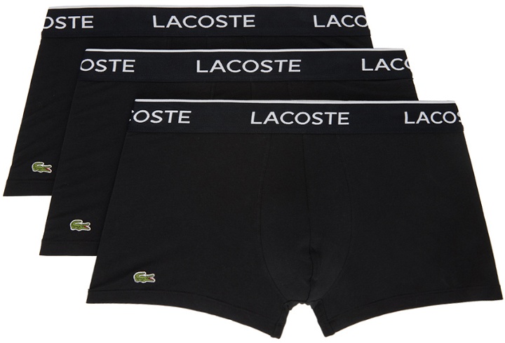 Photo: Lacoste Three-Pack Black Logo Boxers