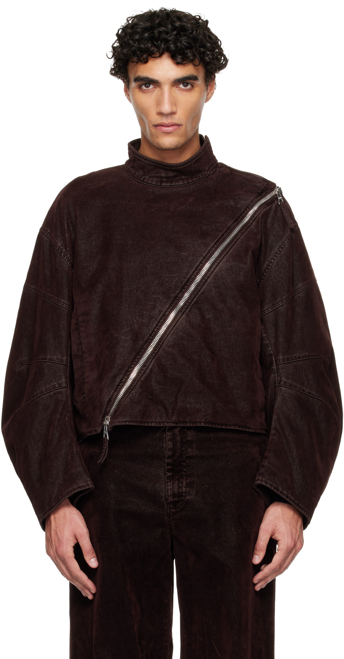 Jean Paul Gaultier Brown Minimal Moto Jacket