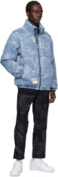 AAPE by A Bathing Ape Blue Graphic Down Jacket